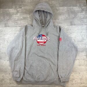 Hard Rock Hotel Las Vegas Vintage Hoodie Gray Pullover Made in USA Mens L/XL